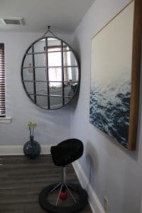 Mirror in corner of room